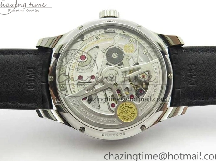 MIROTIME 0505 Portuguese Real PR Real Annual Calendar IW503502 ZF 1:1 Best Edition Black Dial Steel Markers on Black Leather Strap A StreetReady 7134